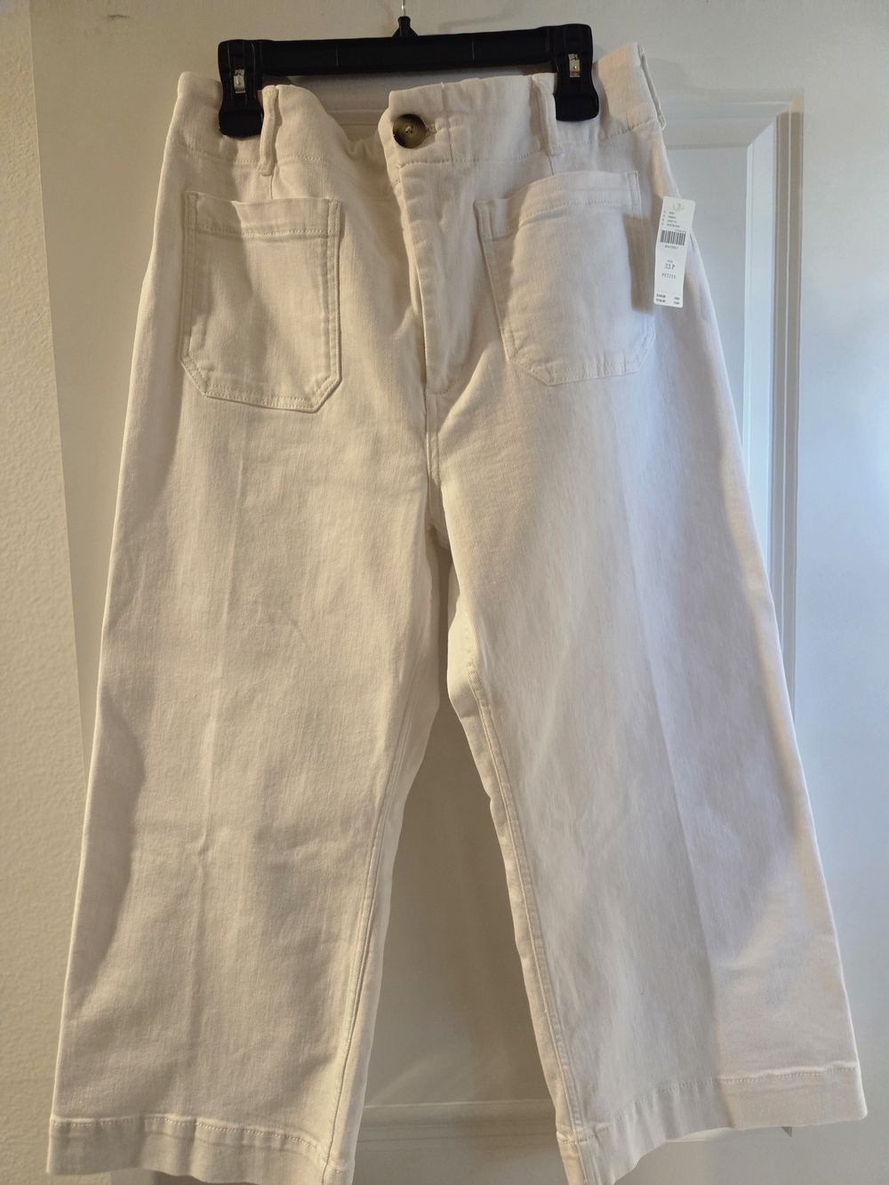Anthropologie Cream Wide-Leg Cotton Pants